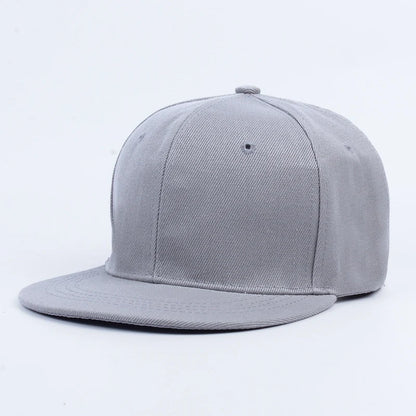 Solid Color Flat Brim Adjustable Hip Hop Men Snapback Cap