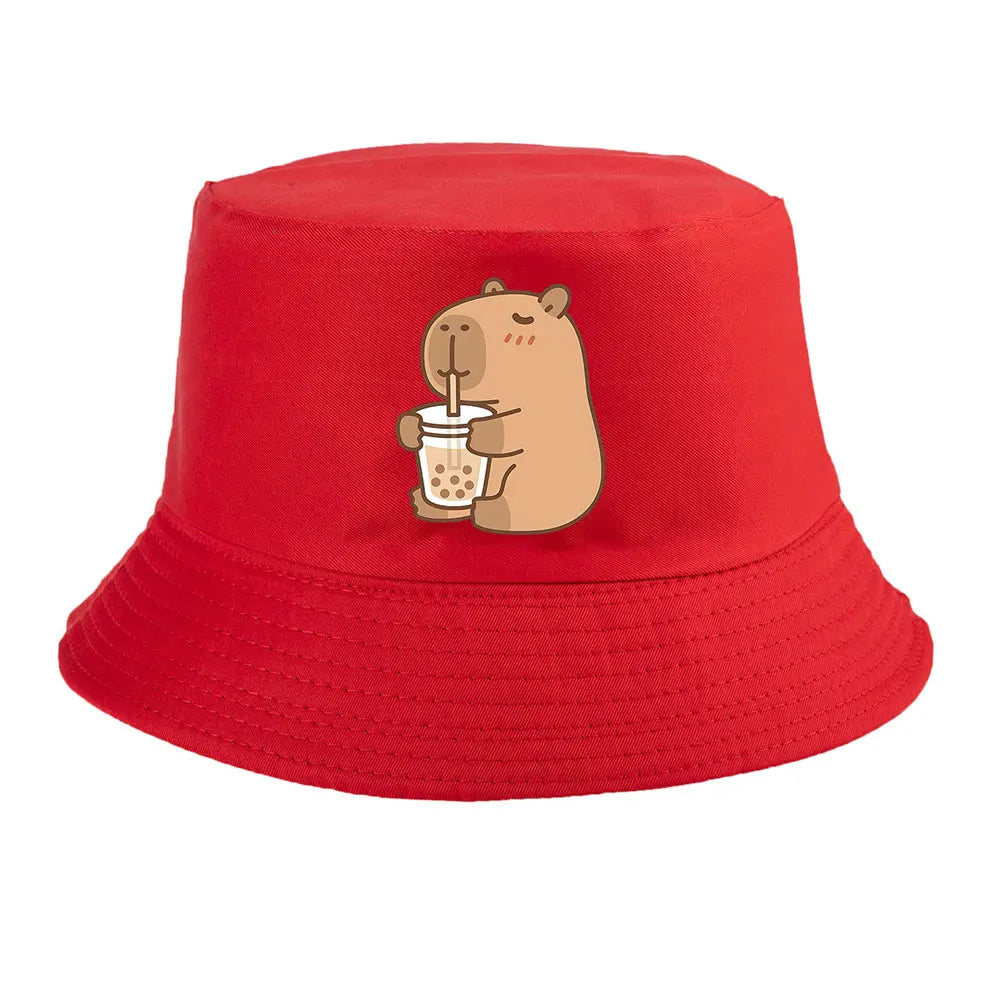 Summer Spring Ladies Cotton Korean Casual Outdoor Sunprotection Capybara Bucket Hat For Men Women