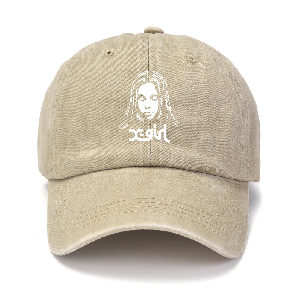 Girl Printed Baseball Cap Unisex Vintage Wash Sun Hat