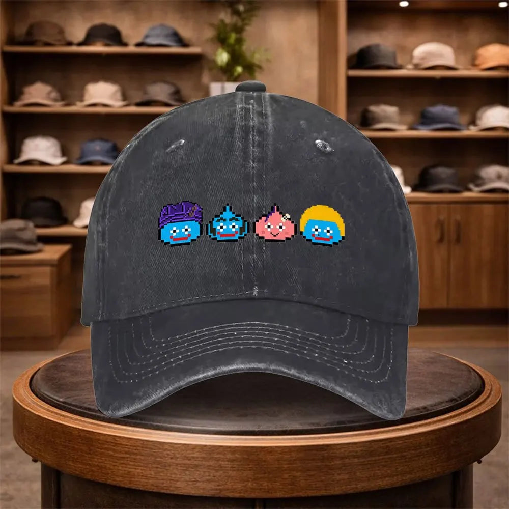 A Stylish Baseball Cap With A Slime Print