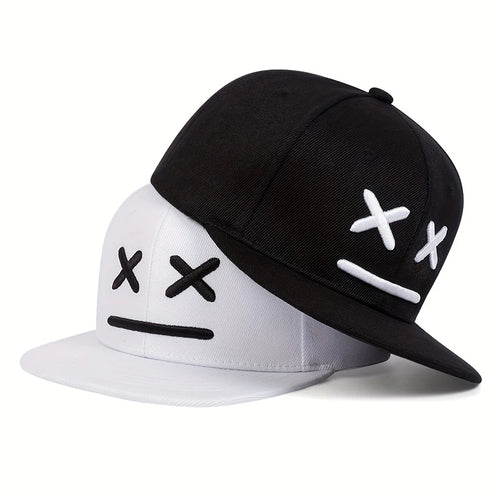 Fashion XX Smiling Face Embroidery Cotton Snapback Caps