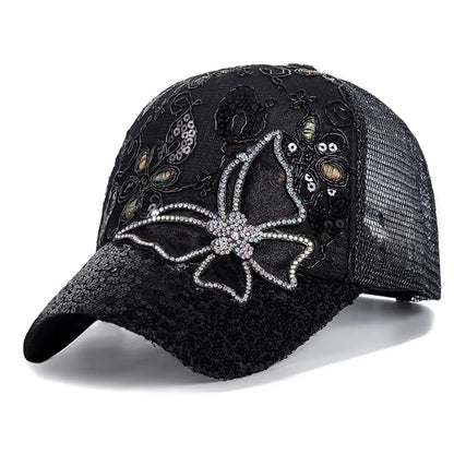Unisex Butterfly Lace Glitter Baseball Caps