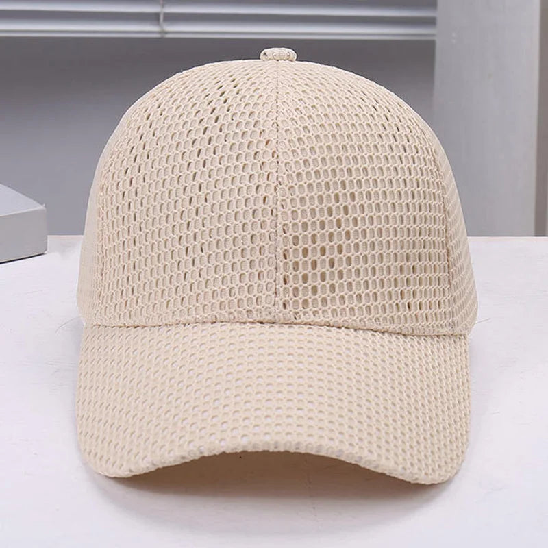 Summer Solid Color Breathable Mesh Sun Protection Baseball Cap
