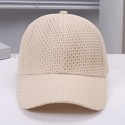 Summer Solid Color Breathable Mesh Sun Protection Baseball Cap