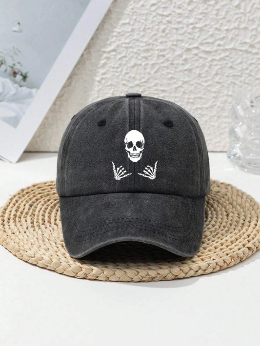 Skull Print Baseball Cap For Men And Women