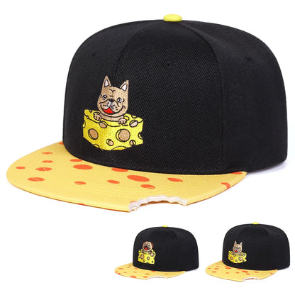 Unisex Cheese Pug Embroidery Hip-hop Hats