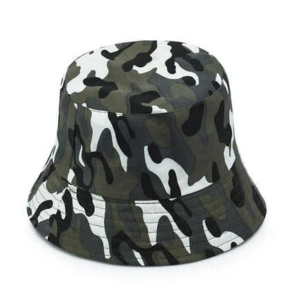 Camouflage Bucket Hat Wide Brim Visors Foldable Portable Women Men