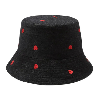 Summer Denim Bucket Hat UV Protection Wide Brim Sun Cap Panama Hat