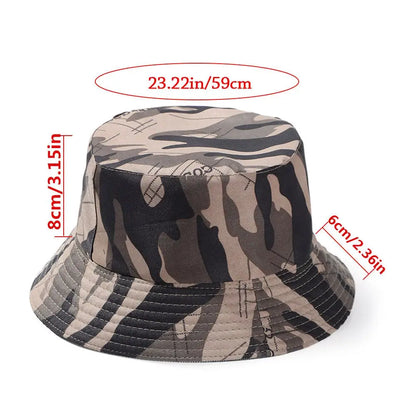 Camouflage Bucket Hat Wide Brim Visors Foldable Portable Women Men