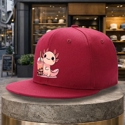 Cute Axolotl Boba Tea Kawaii Snapback Cap