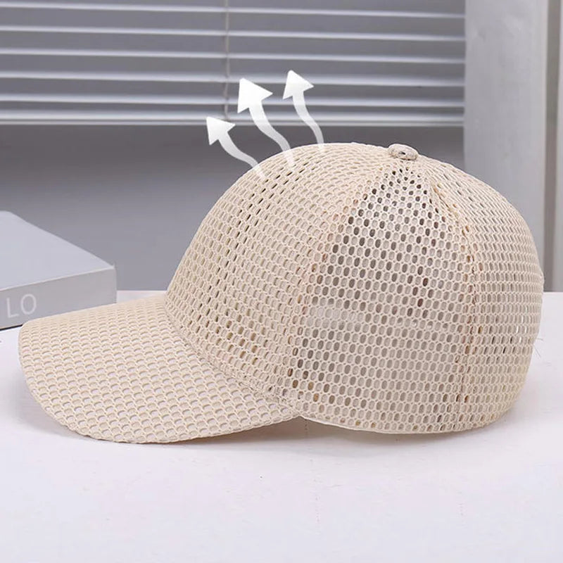 Summer Solid Color Breathable Mesh Sun Protection Baseball Cap