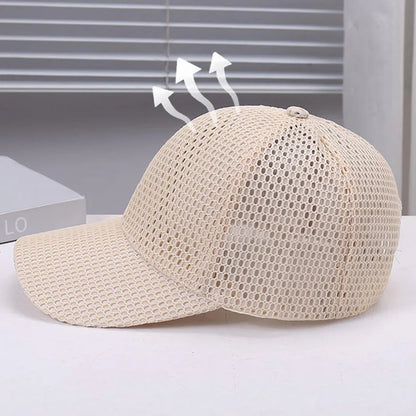 Summer Solid Color Breathable Mesh Sun Protection Baseball Cap
