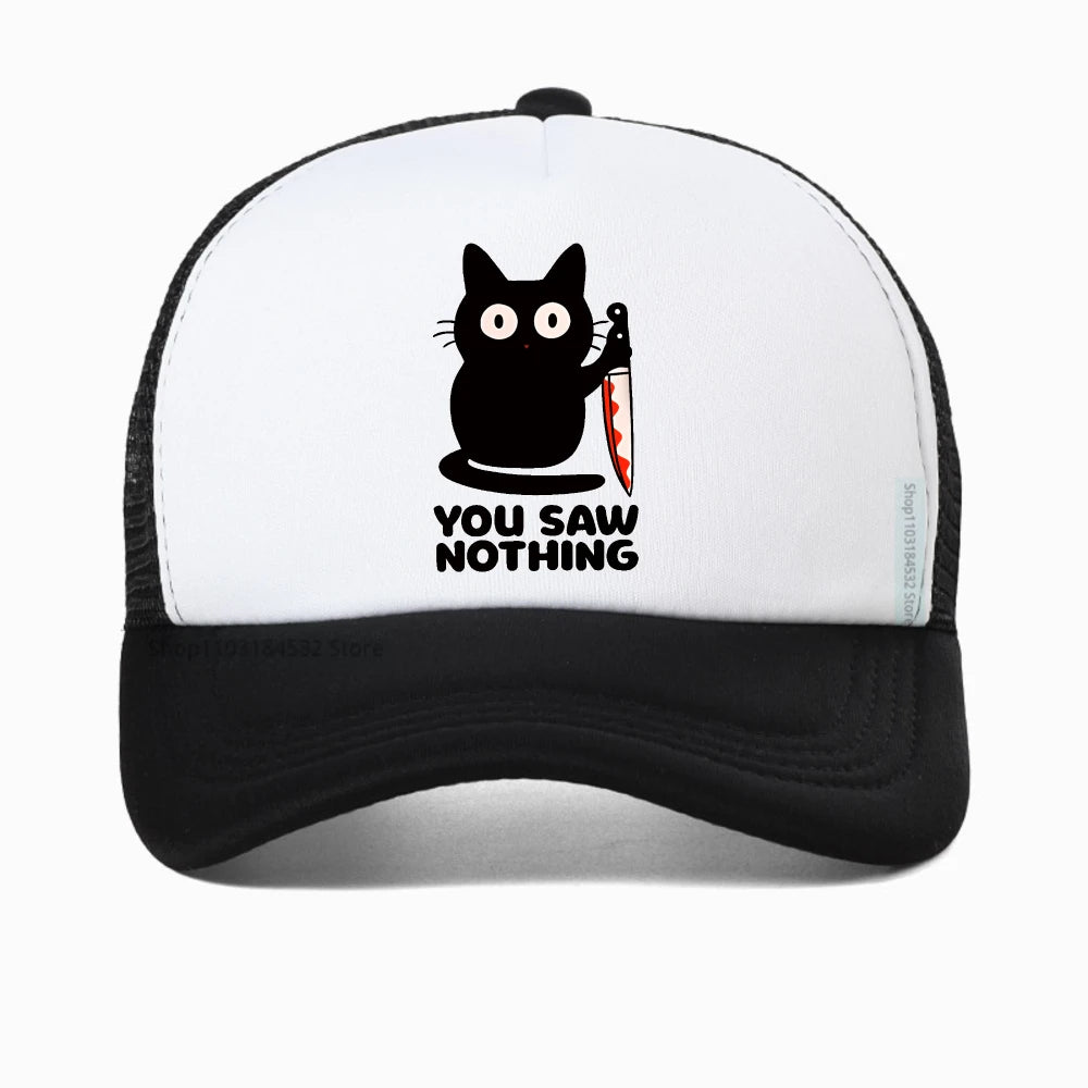 You Saw Nothing Black Cat Baseball Cap
