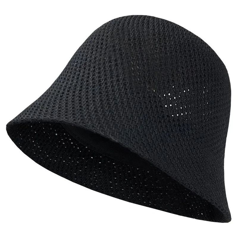 Women Bucket Hat Summer Hollow Out Thin Breathable Sun Hat Female Beach Panama Cap