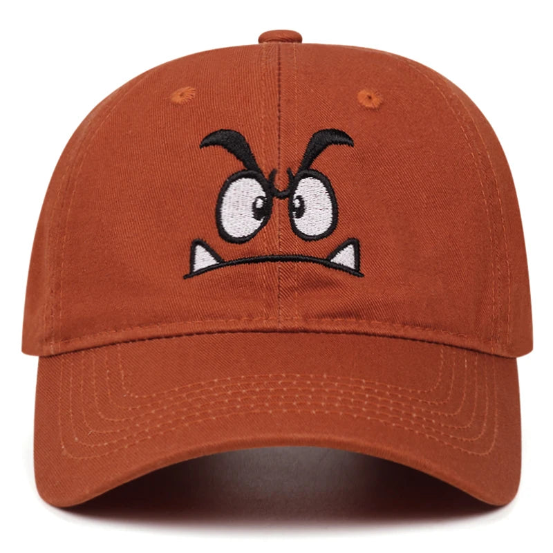 Angry Expression Washed Embroidered Cowboy Baseball Caps Men Women