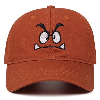 Angry Expression Washed Embroidered Cowboy Baseball Caps Men Women
