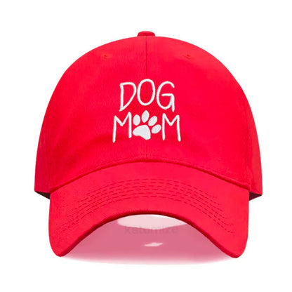 Vintage Washed Cotton DoG MOM Embroidery Baseball Cap For Men Women