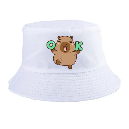 Summer Spring Ladies Cotton Korean Casual  Sunprotection Capybara Bucket Hat