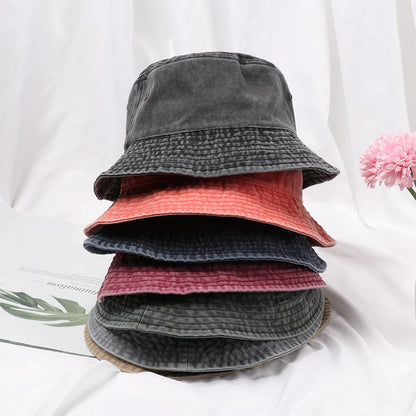 Fashion Denim Washed Bucket Hat Retro Foldable Sun Hat For Women Men