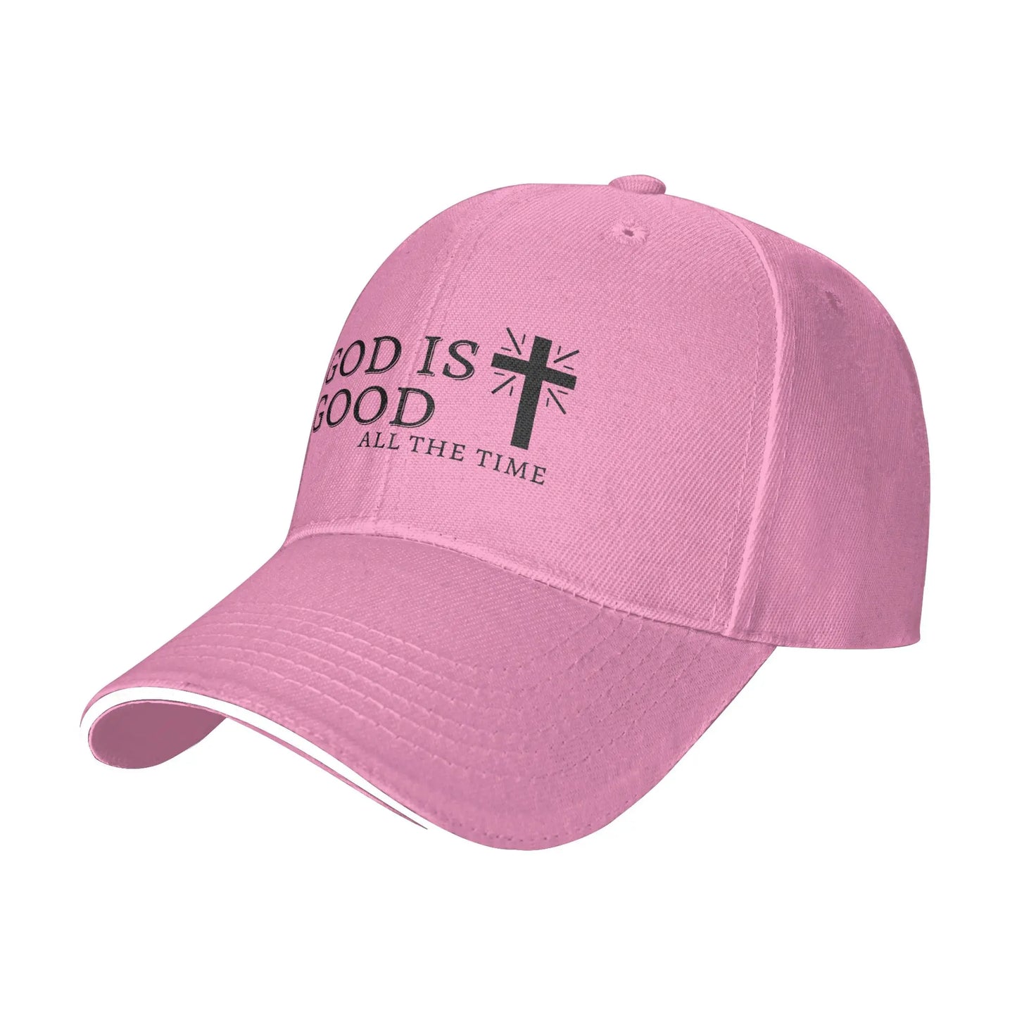 Black Christian GOD IS GOOD Jesus Cross White Baseball Cap