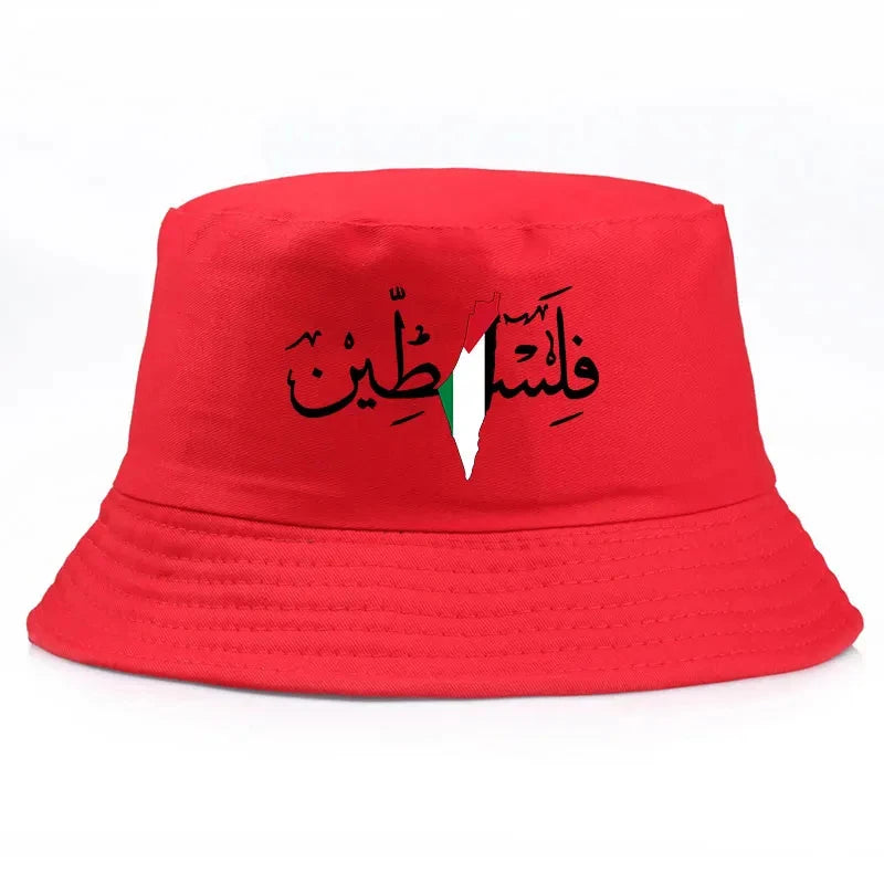 Palestine Arabic Calligraphy Name with Palestinian Flag Map Bucket Hat Men Women