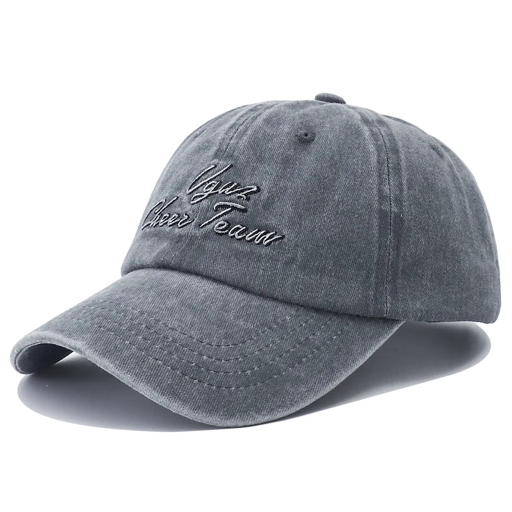 Unisex Letter Embroidery Washed Cotton Baseball Cap For Women Men