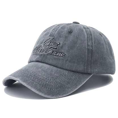Unisex Letter Embroidery Washed Cotton Baseball Cap For Women Men