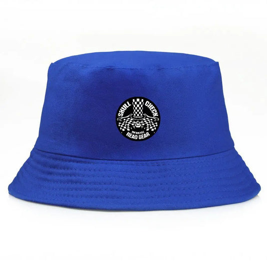 SPULL CHECKY Printed Black Bucket Hat Wide Brim Summer