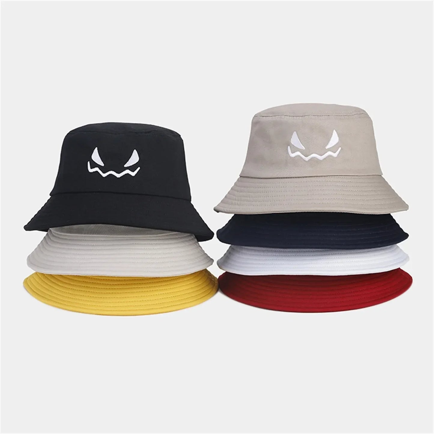 Halloween Pumpkin Embroidery Bucket Hat Double Sides