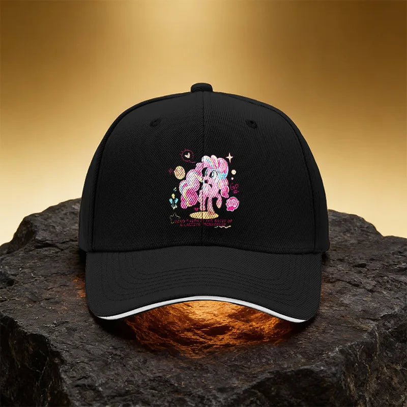 Pink Rainbow Pony Pattern Hat, Unisex Printed Baseball Cap