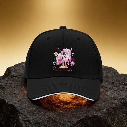 Pink Rainbow Pony Pattern Hat, Unisex Printed Baseball Cap