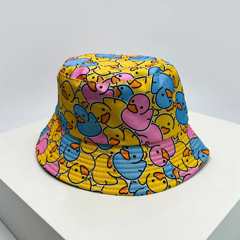 New Unisex Print Yellow Duck Bucket Hats