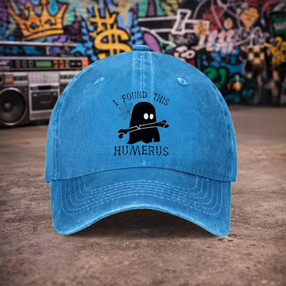 Ghost Bone Pattern Vintage Washed Baseball Cap