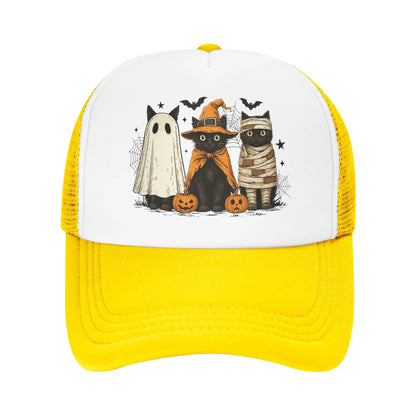 Retro Black Cat Witch Scary Halloween Pumpkin Baseball Cap