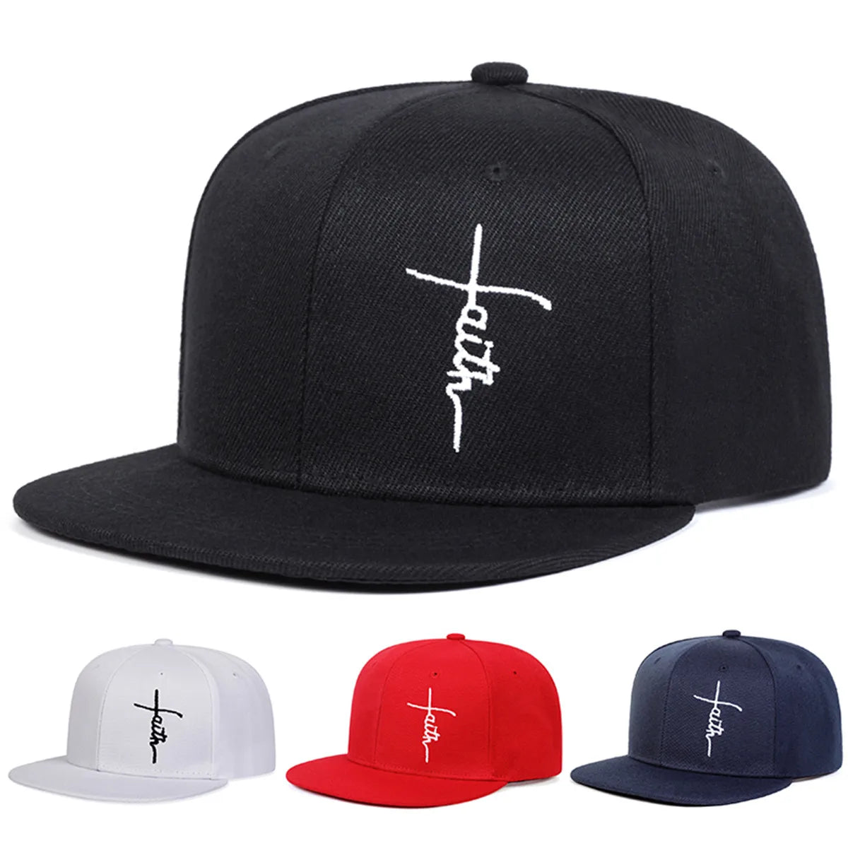 Unisex Faith Letter Cross Embroidery Hip-hop Hats Baseball Caps Sunscreen Hat Snapback Cap