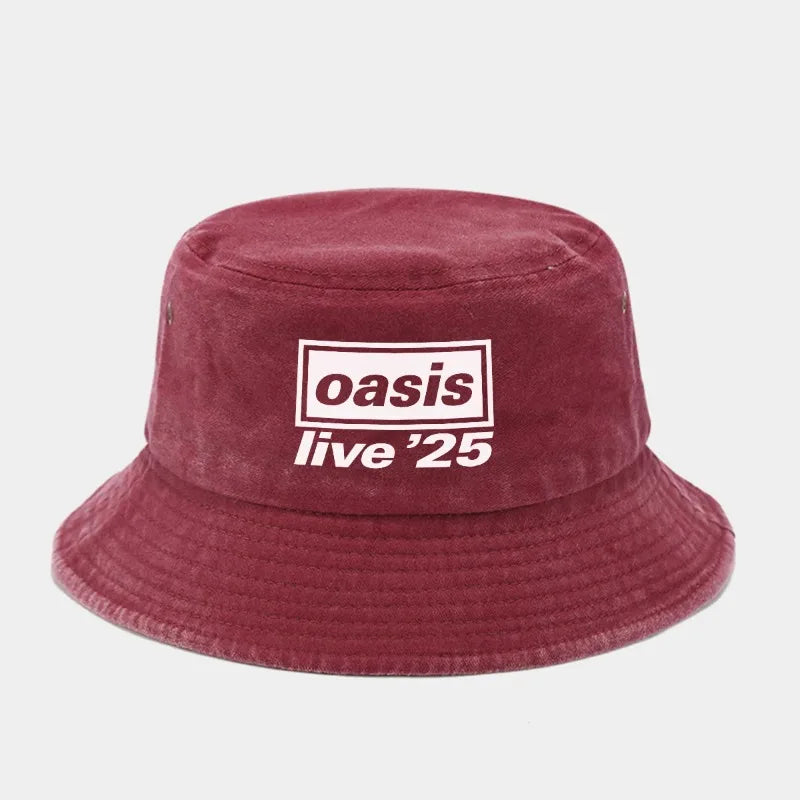 NEW OASIS Printed Washed Bucket Hat Men Women Party Music