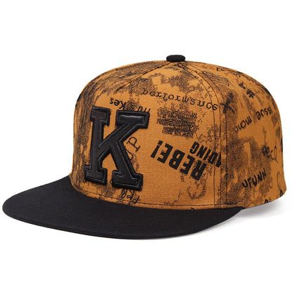 Spring/Summer New Printed K Letter Snapback Cap