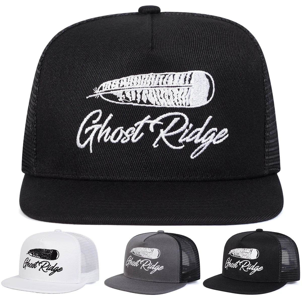 Unisex GHOST RIDGE Letter Embroidery Hip-hop Net Hats Baseball Caps Sunscreen Hat Cap Snapback Caps