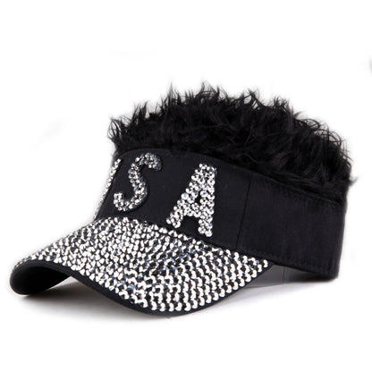 USA Wig Hat Baseball Cap Women Female Male Visors Sun Hat Cotton
