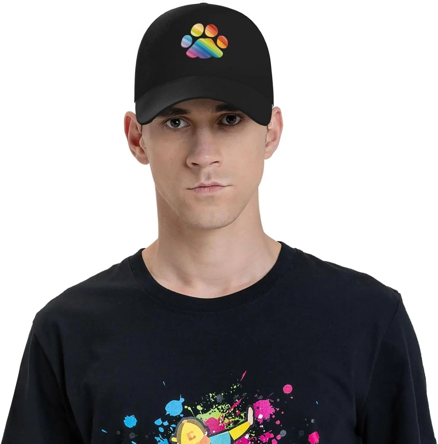 Gay Flag Bear Paw Baseball Cap Cotton Polo Hats Black