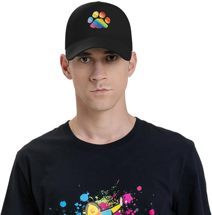 Gay Flag Bear Paw Baseball Cap Cotton Polo Hats Black
