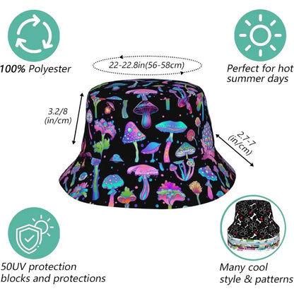 Purple Mushroom Fisherman Cap Summer Unisex Printing Bucket Hat