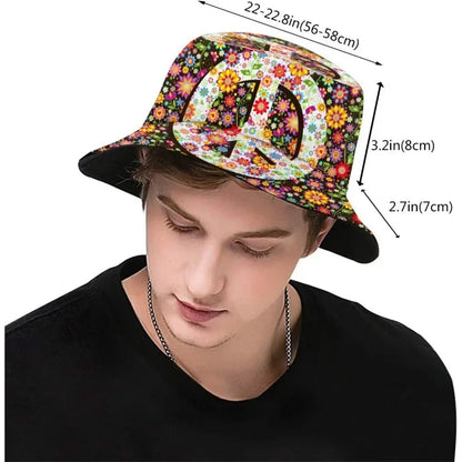 Hippie Flower Fisherman Cap Summer Unisex 60s 70s