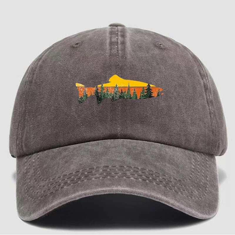 Vintage Fish Pattern Baseball Cap