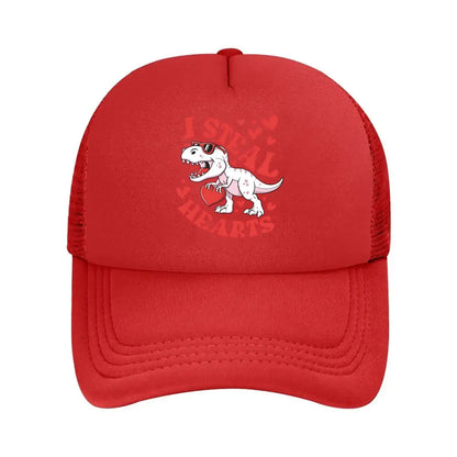 Dinosaur I Steal Hearts Graphic 2026 Mesh Baseball Cap