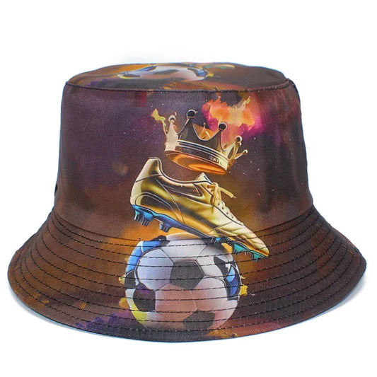 Bucket Hat Unisex Foldable Sun Protection Hat Wide Brim Football Print