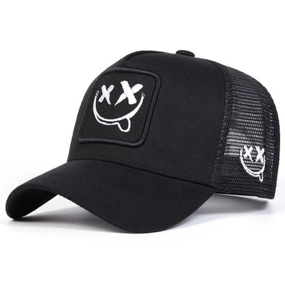 Unisex XX Smiling Face Embroidery Baseball Caps Hip Hop Hat Sunscreen Hat