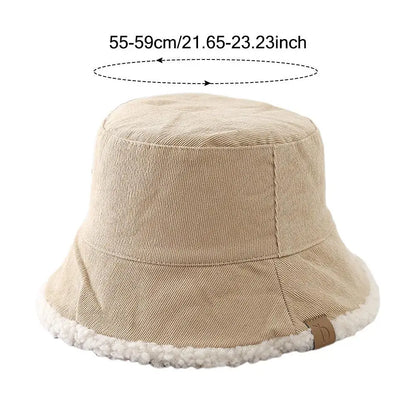 Lambswool Winter Bucket Hat Soft Thickened Cold Weather Panama Hat Warm