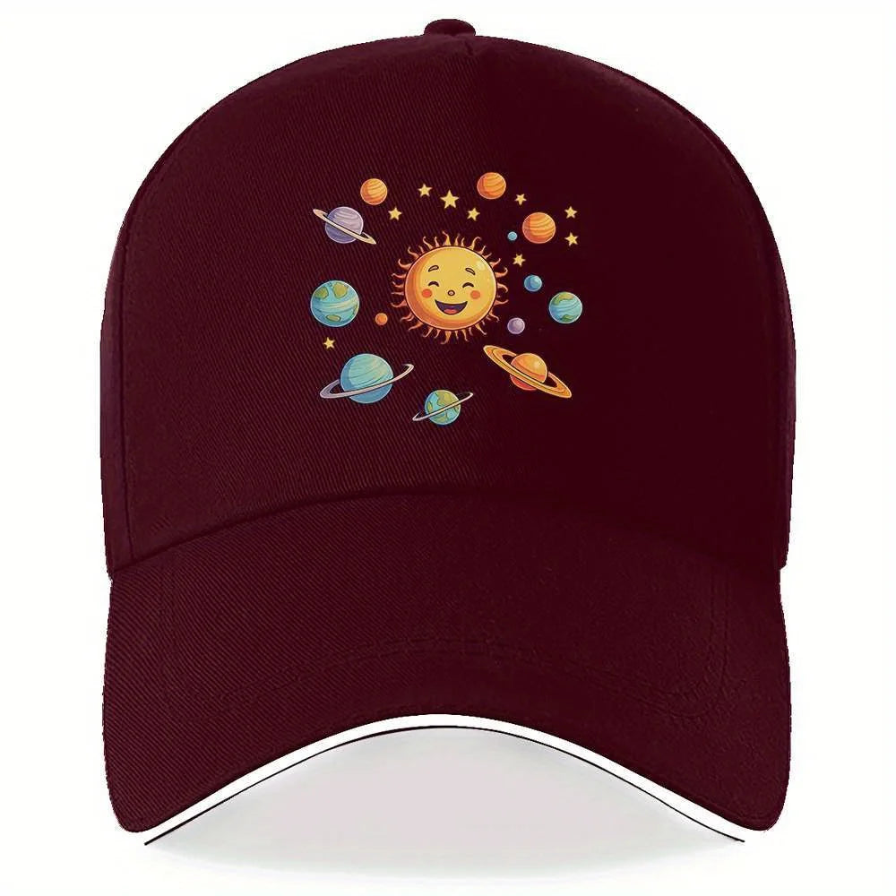 Cute Cartoon Solar System Sun Planets Baseball Cap