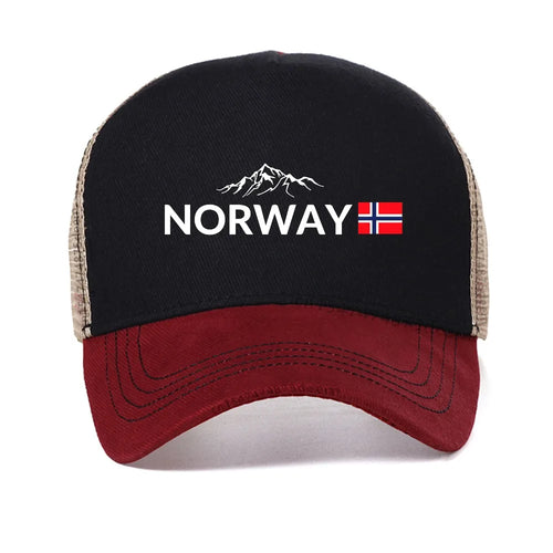 Funny Norway Flag Mountain Outdoor Baseball Cap